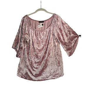 American City Wear Sweater Womens Extra Large Pink Stretch Crushed Velvet Velour